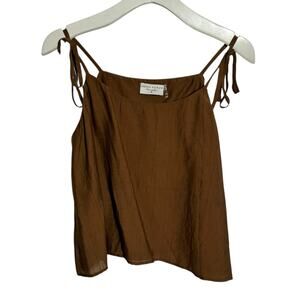 Dress Forum Boho Cropped Tank Shirt Women M Chocolate Brown Adj. Strap Vacation